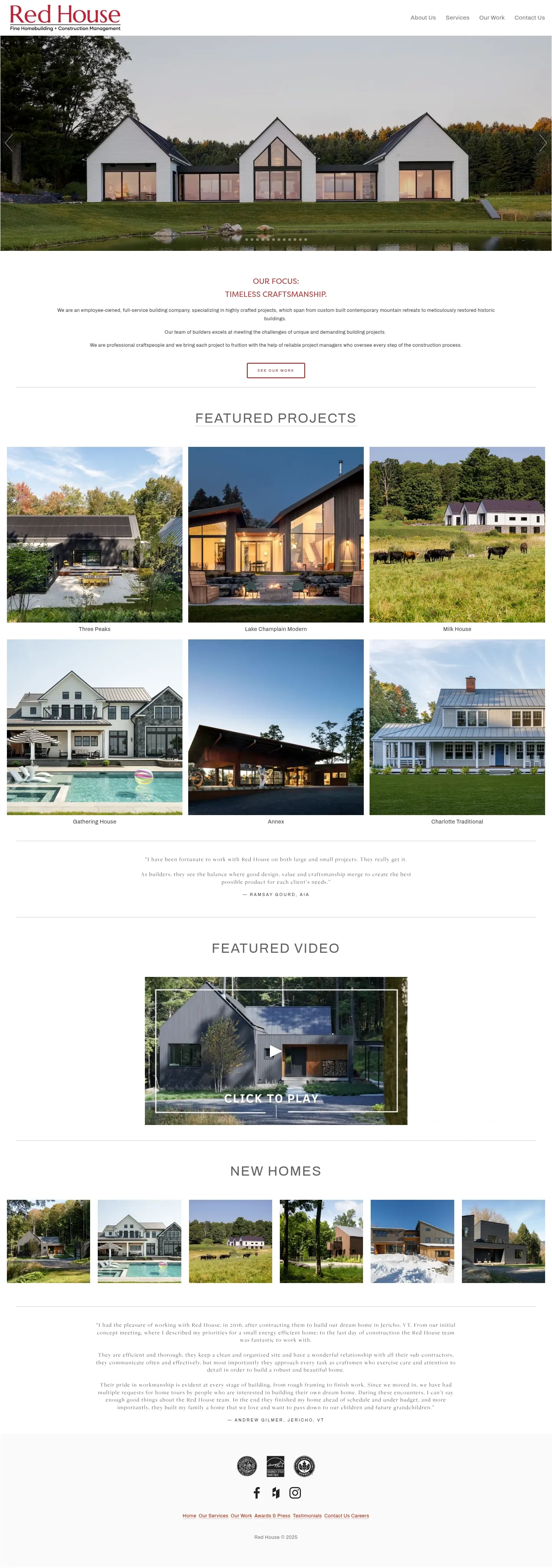Screenshot of Red House Building at desktop width