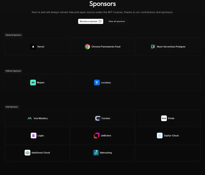 Sponsors on Nuxt