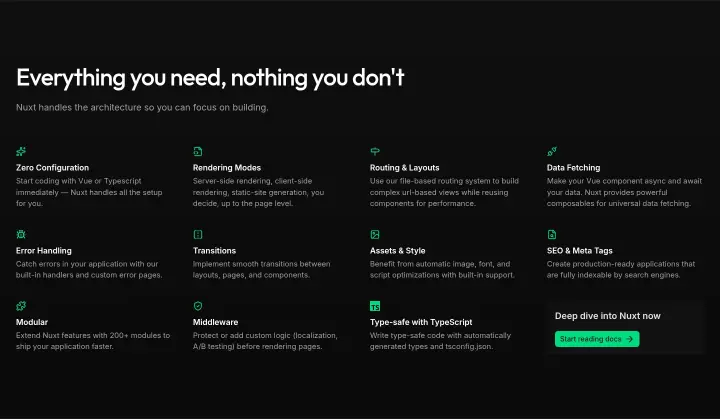 Everything you need, nothing you don't on Nuxt