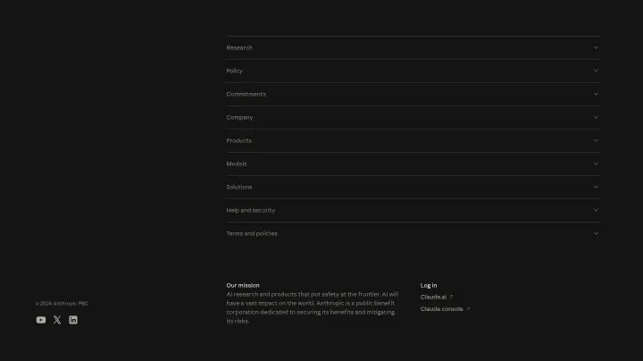 Footer on Anthropic