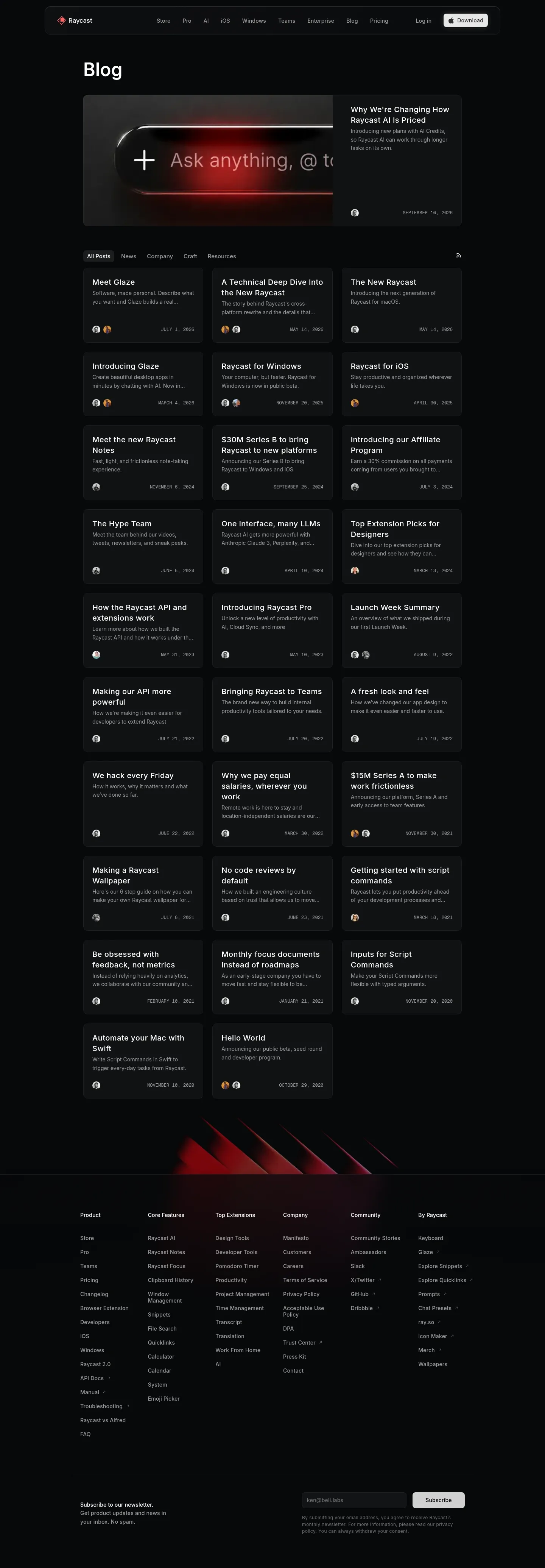 Screenshot of Raycast at desktop width