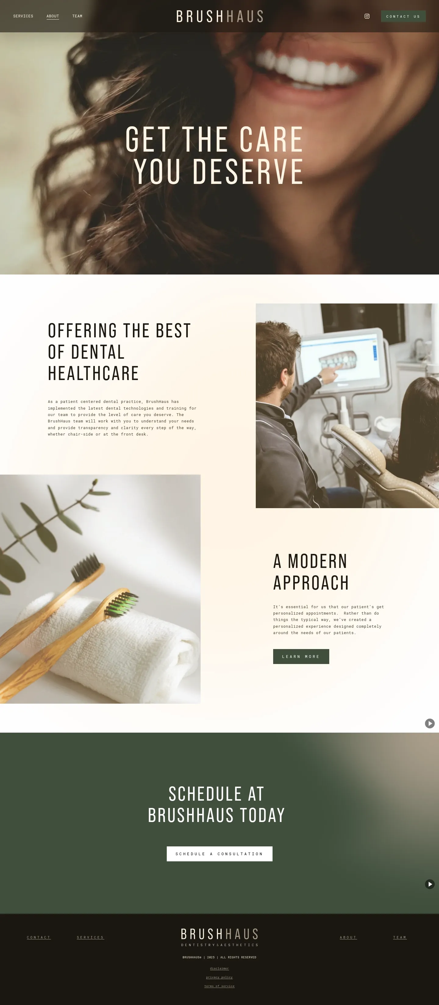 Screenshot of BrushHaus at desktop width