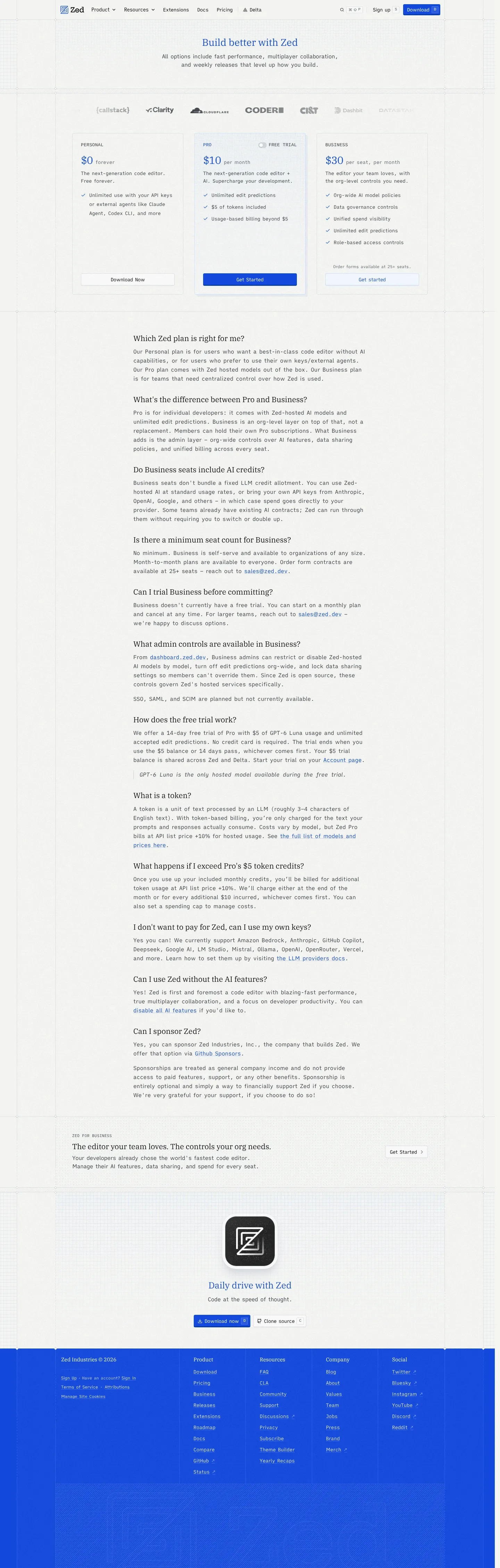 Screenshot of Zed at desktop width