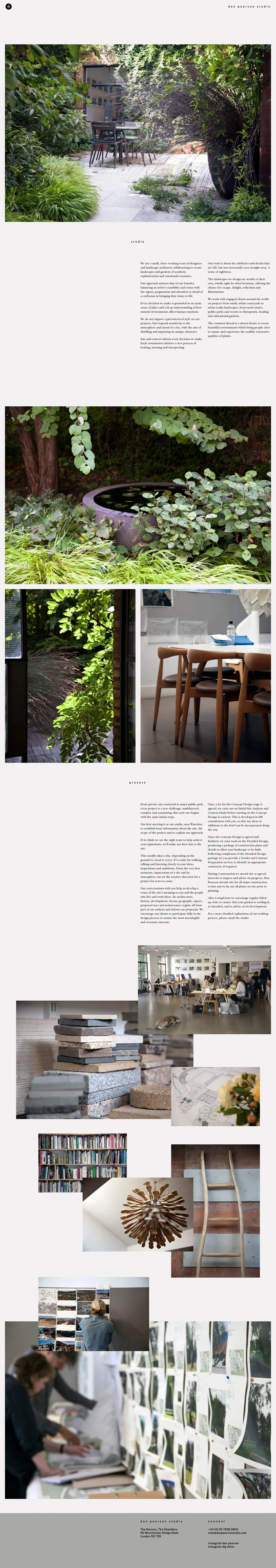 Screenshot of Dan Pearson Studio at desktop width