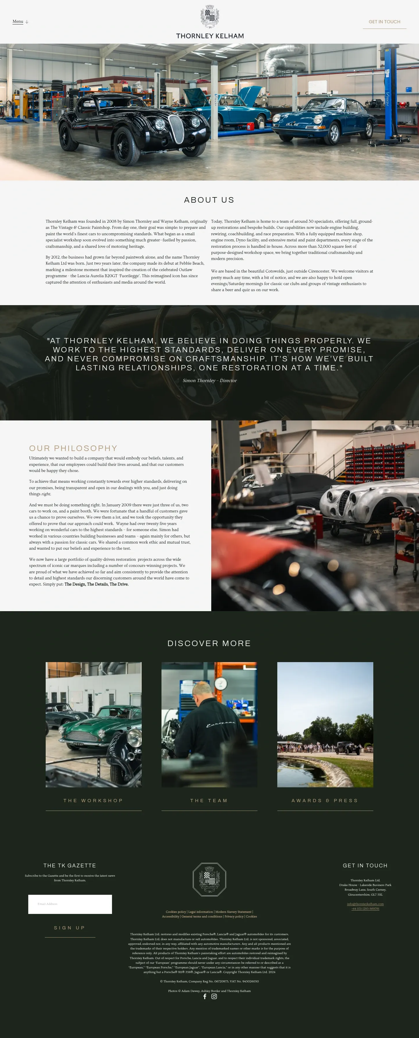 Screenshot of Thornley Kelham at desktop width
