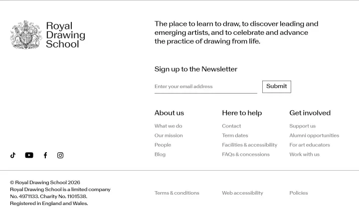 Footer on Royal Drawing School