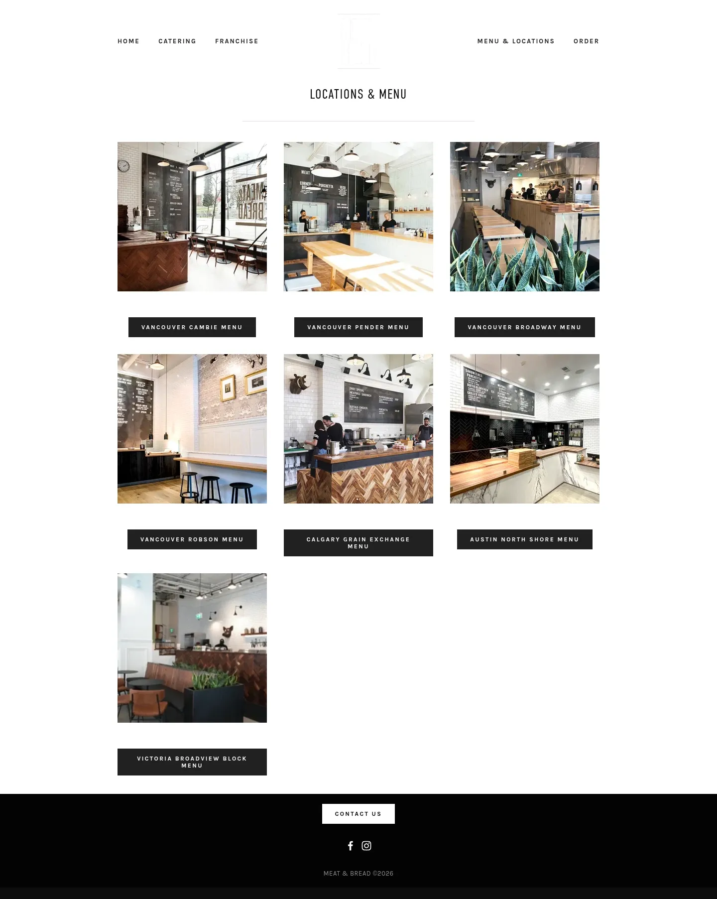 Screenshot of Meat & Bread at desktop width