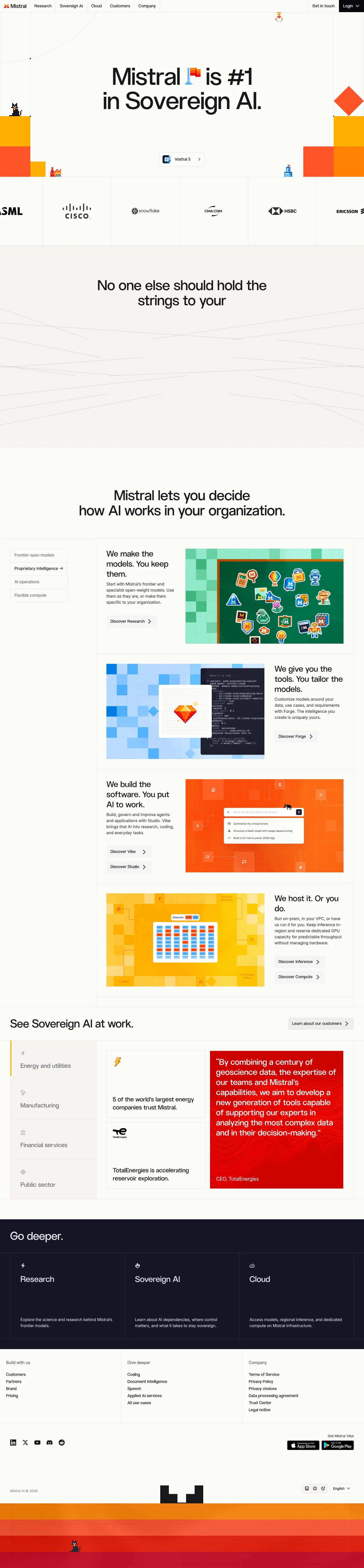 Screenshot of Mistral AI at desktop width