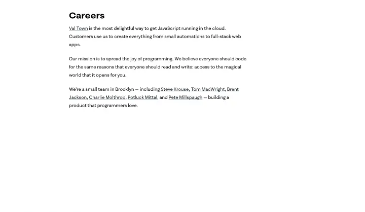 Careers on Val Town