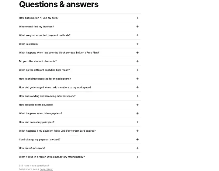 Questions & answers on Notion