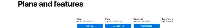 Plans and features on Notion