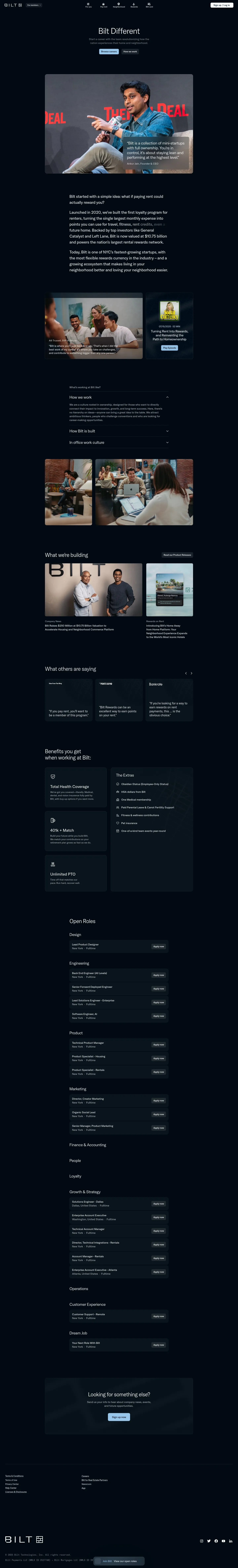 Screenshot of Bilt at desktop width