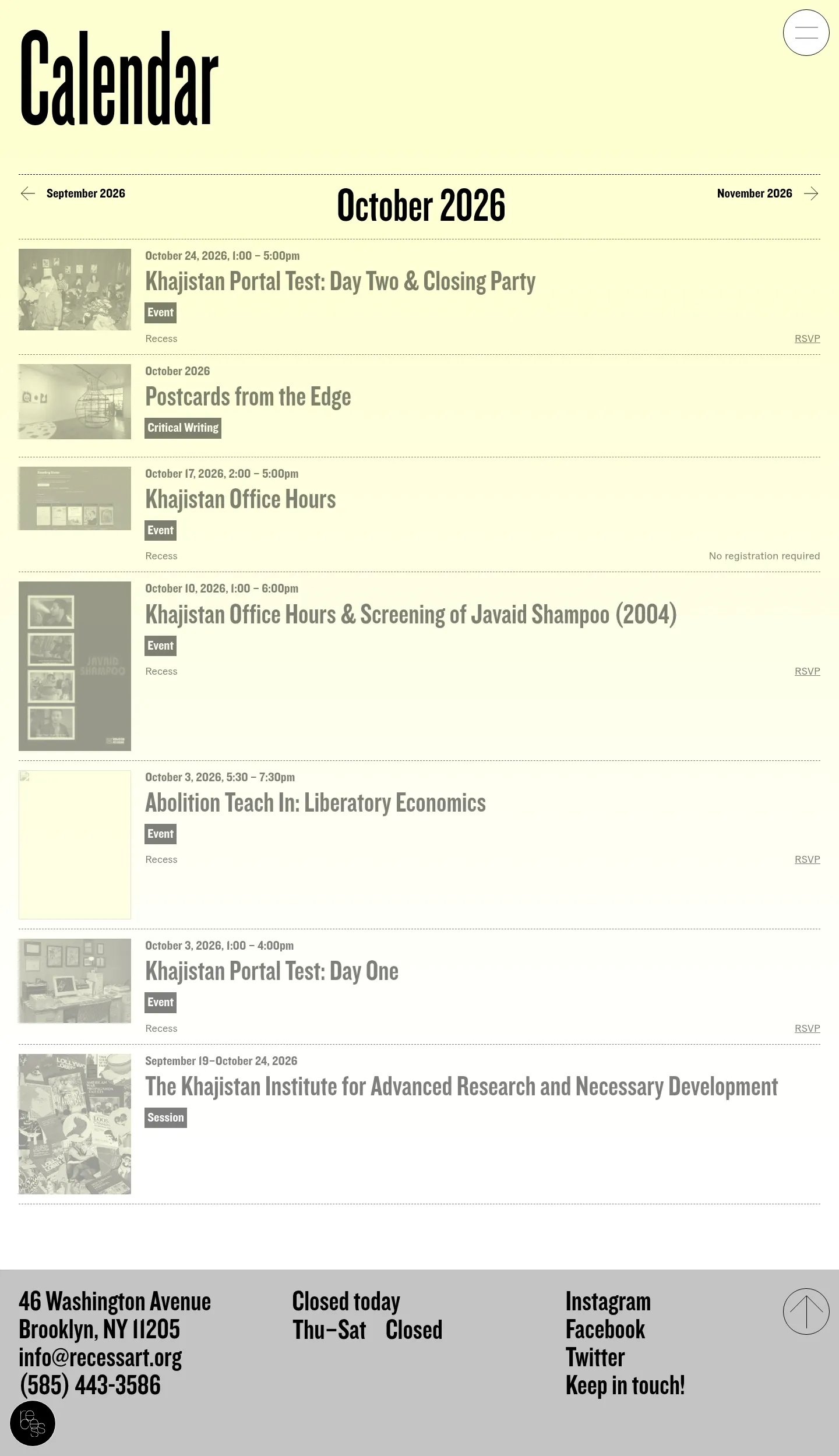 Screenshot of Recess at desktop width