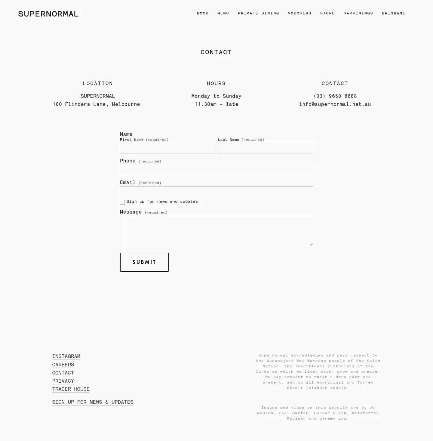 Screenshot of Supernormal at desktop width
