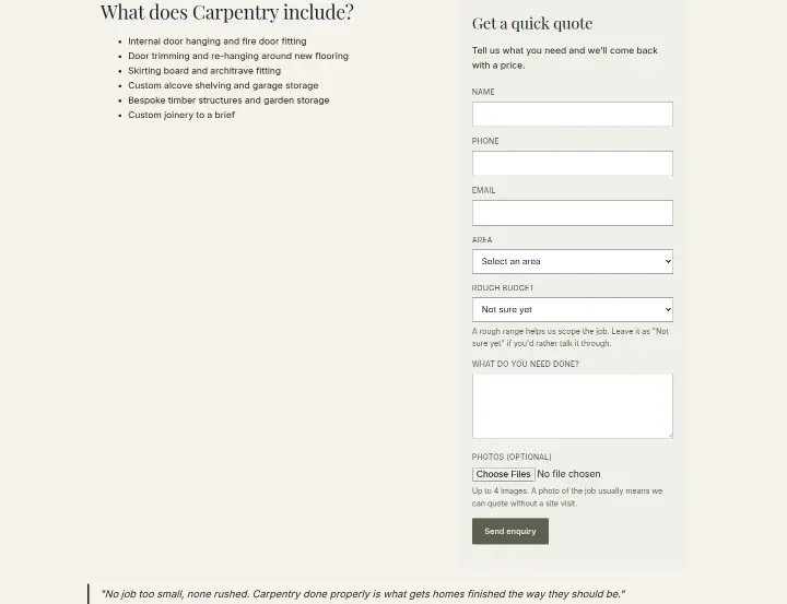 What does Carpentry include? on Handyman Services Dublin