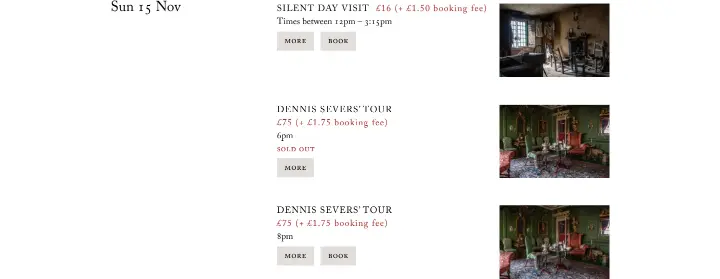 Sun 15 Nov on Dennis Severs' House