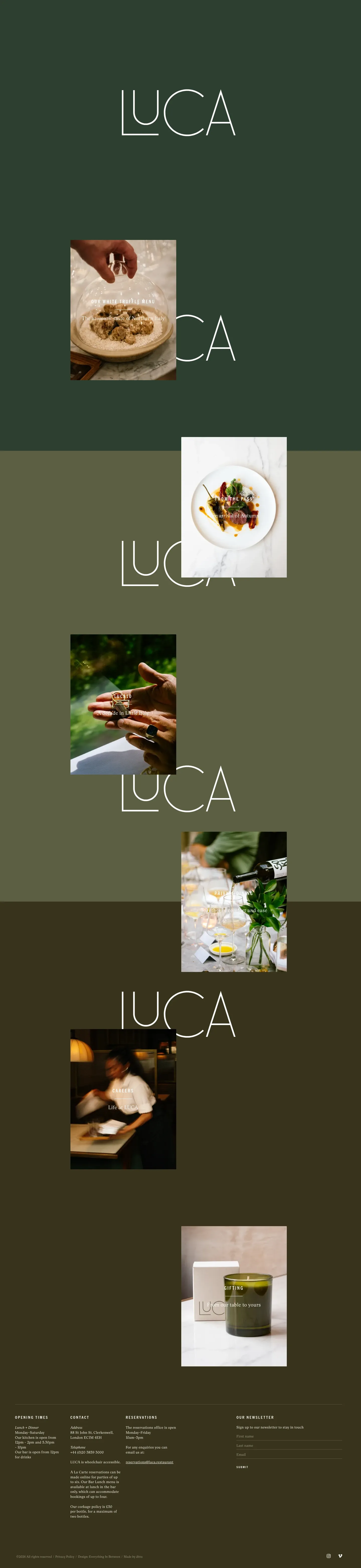 Screenshot of LUCA at desktop width