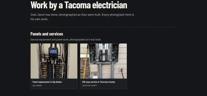 Work by a Tacoma electrician on Elliott Electric
