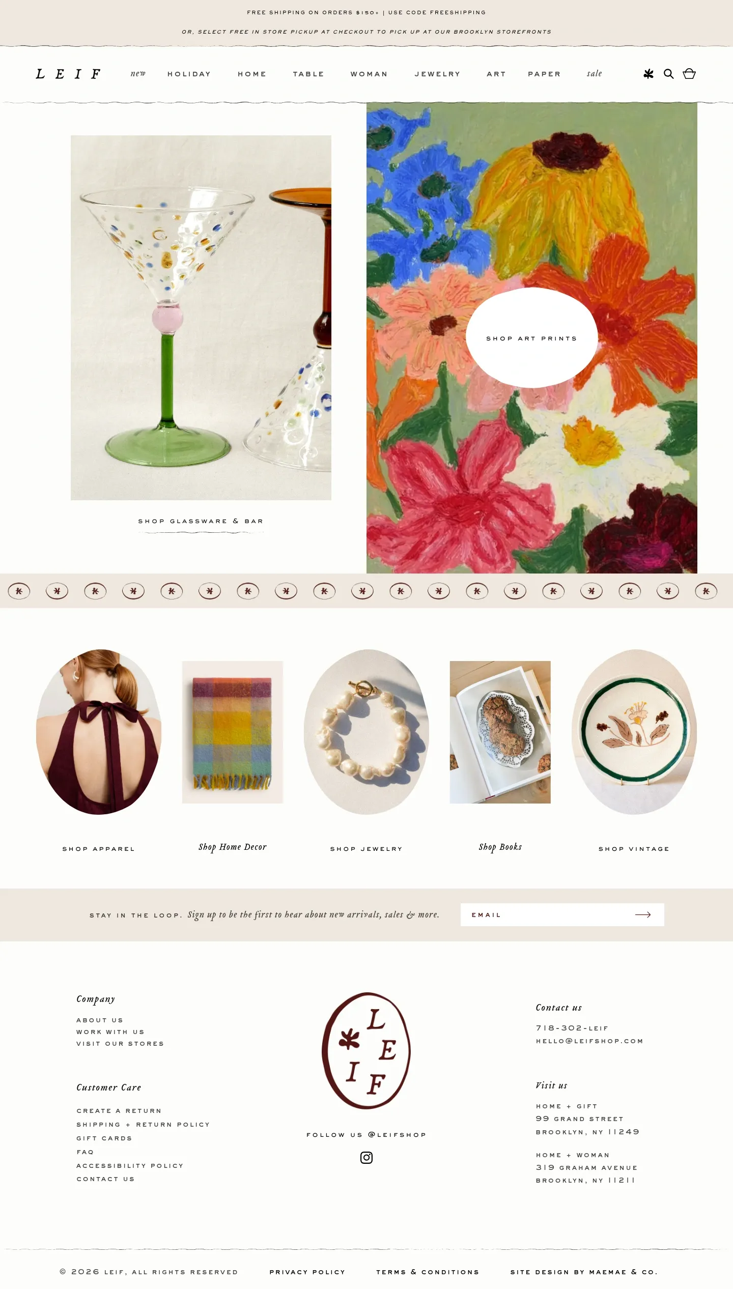 Screenshot of Leif at desktop width