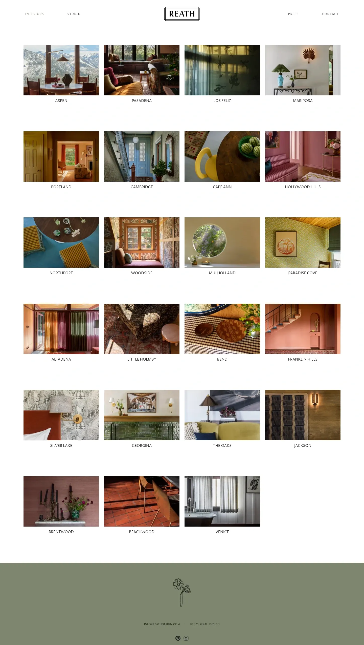Screenshot of Reath Design at desktop width