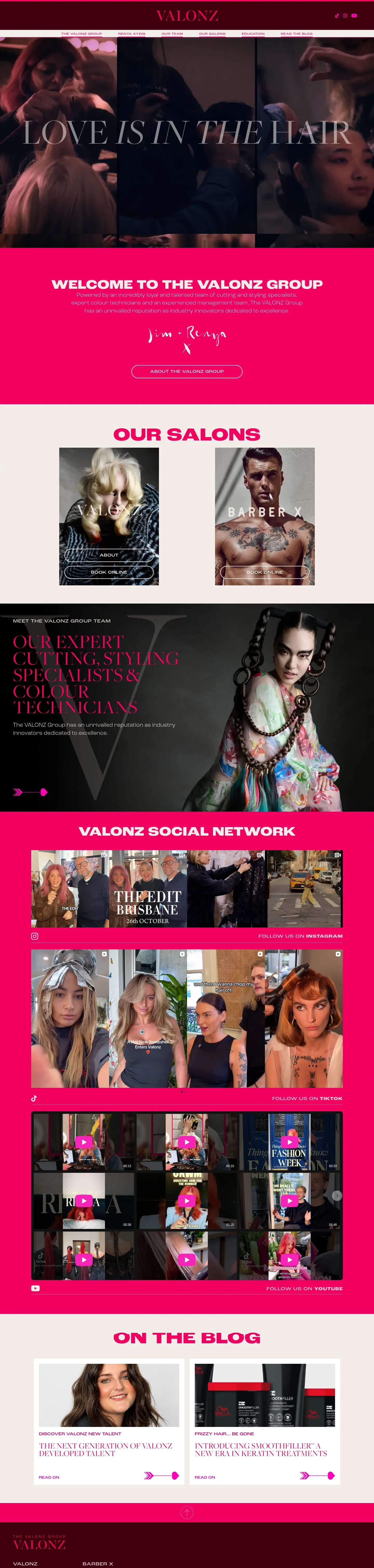 Screenshot of Valonz at desktop width