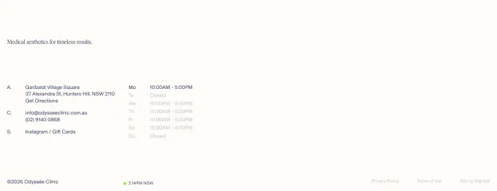 Footer on Odyssée Clinic