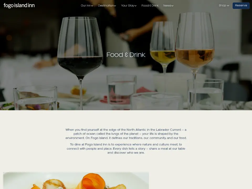 Fogo Island Inn — Menu