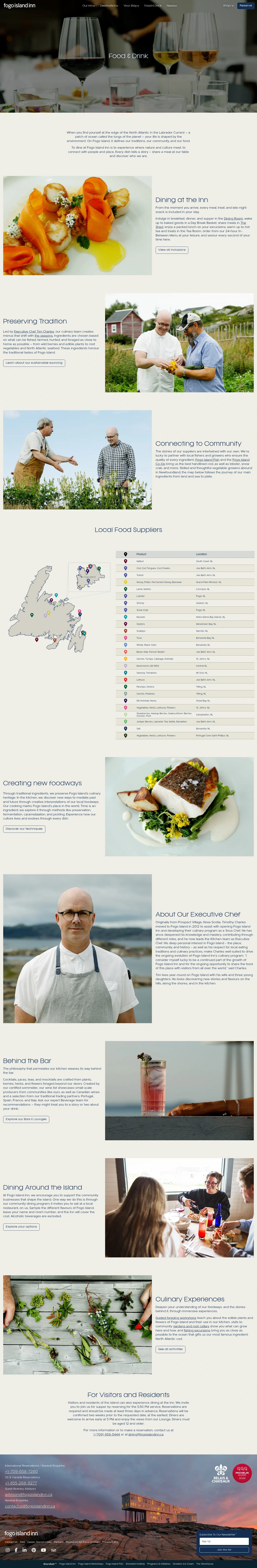Screenshot of Fogo Island Inn at desktop width