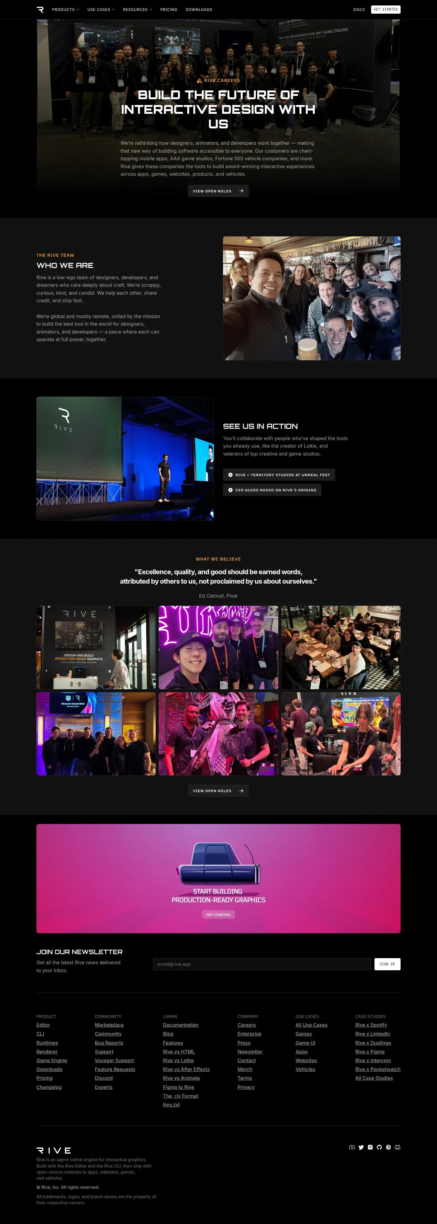Screenshot of Rive at desktop width