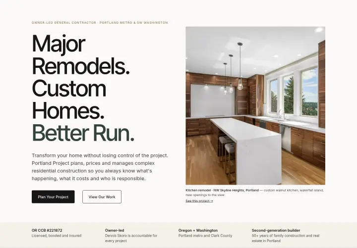 Major Remodels. Custom Homes. Better Run on Portland Project