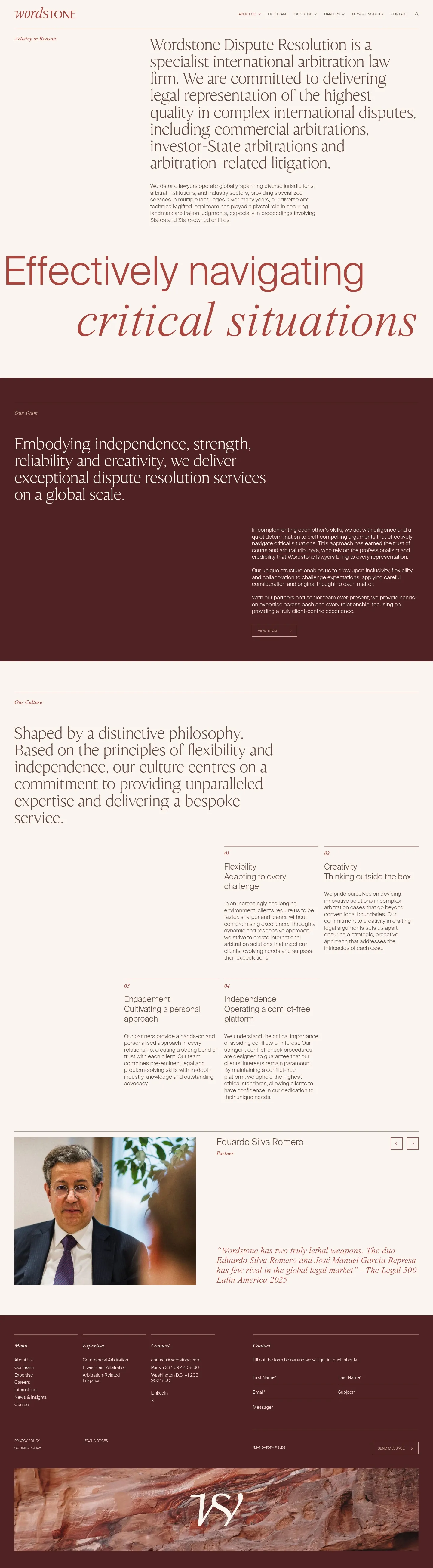 Screenshot of Wordstone Dispute Resolution at desktop width