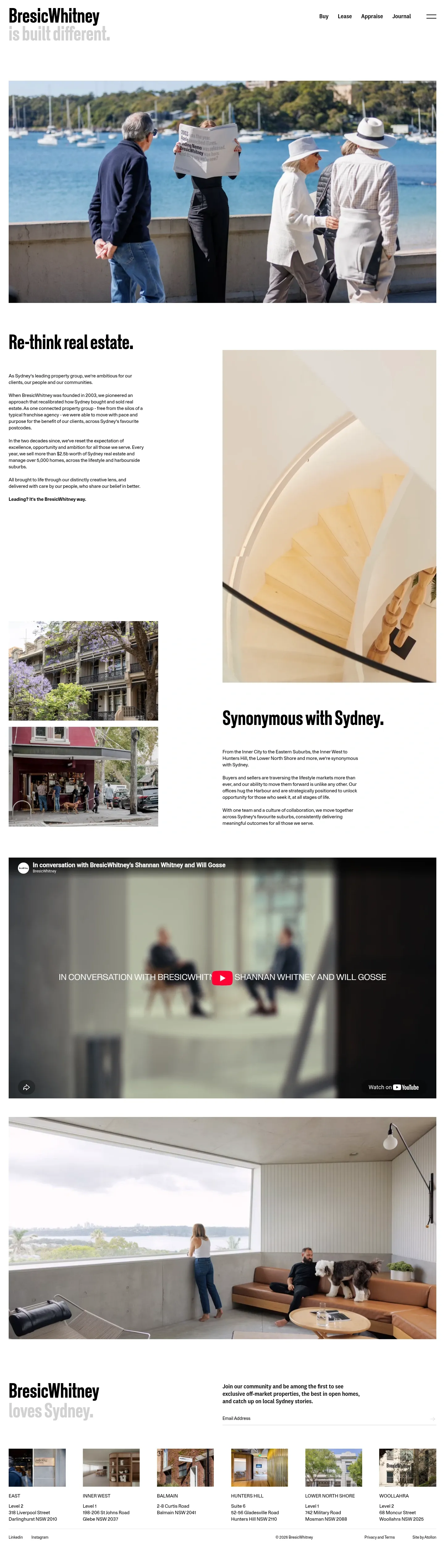 Screenshot of BresicWhitney at desktop width