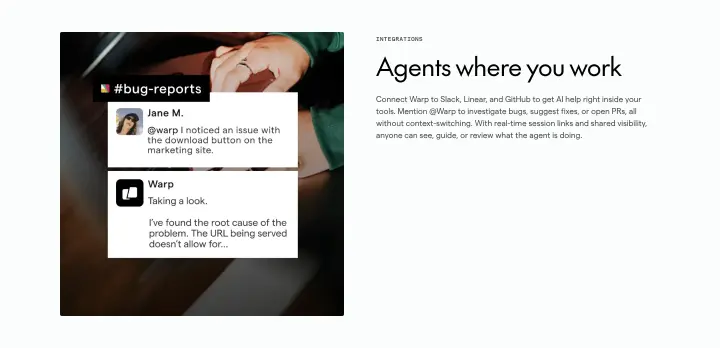 Agents where you work on Warp