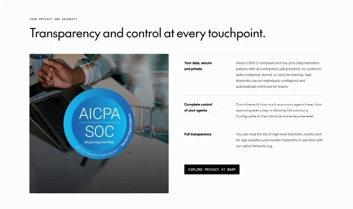 Transparency and control at every touchpoint on Warp