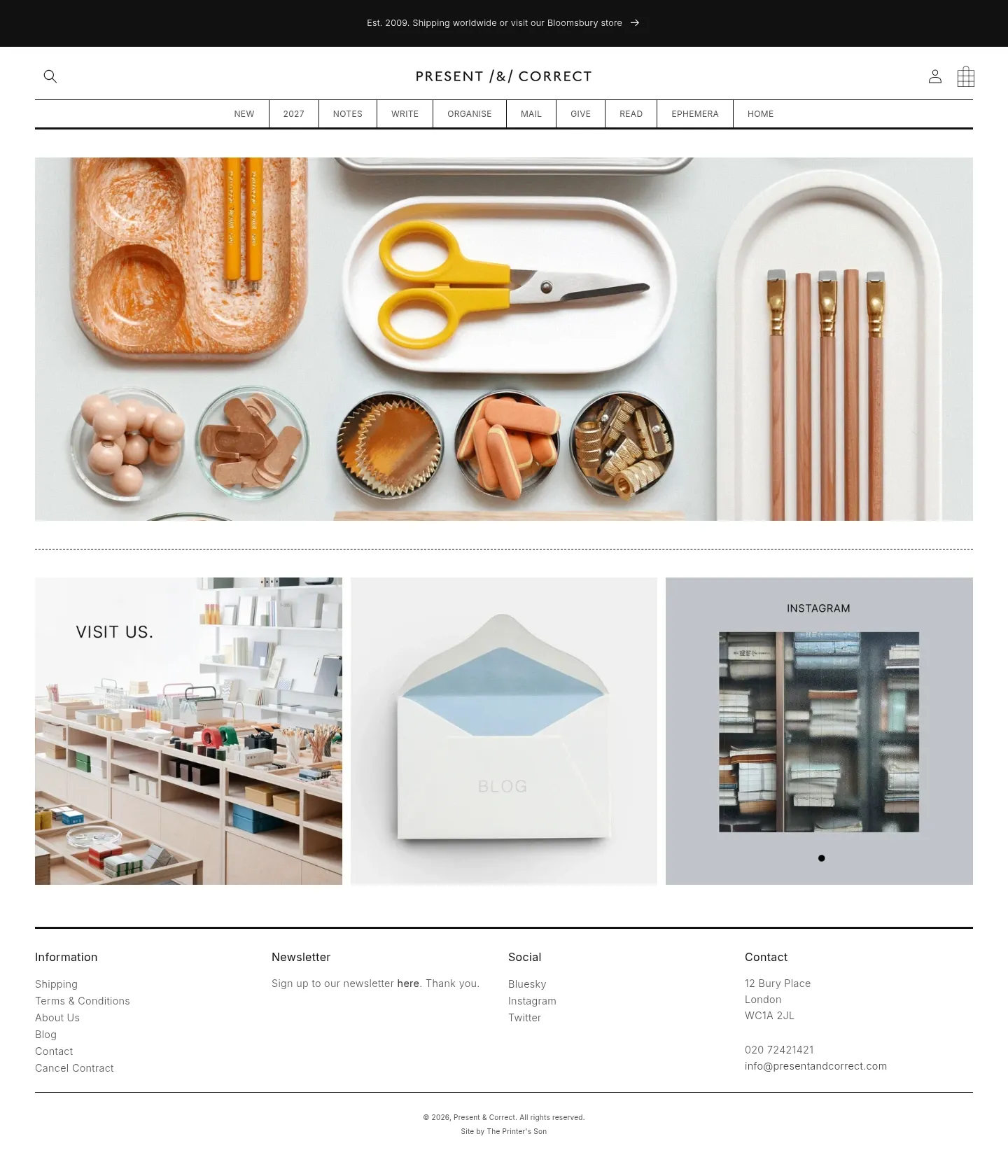 Screenshot of Present & Correct at desktop width