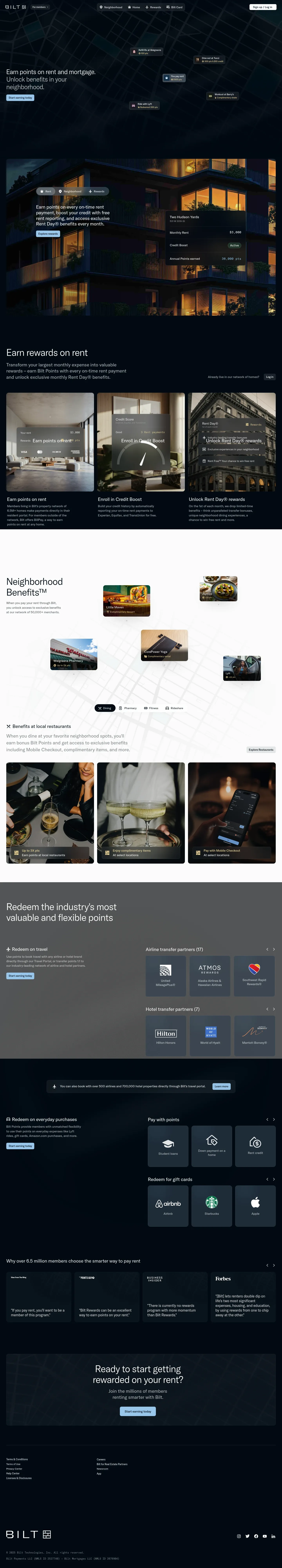 Screenshot of Bilt at desktop width