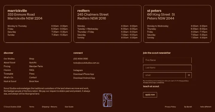 Footer on Scout Studios