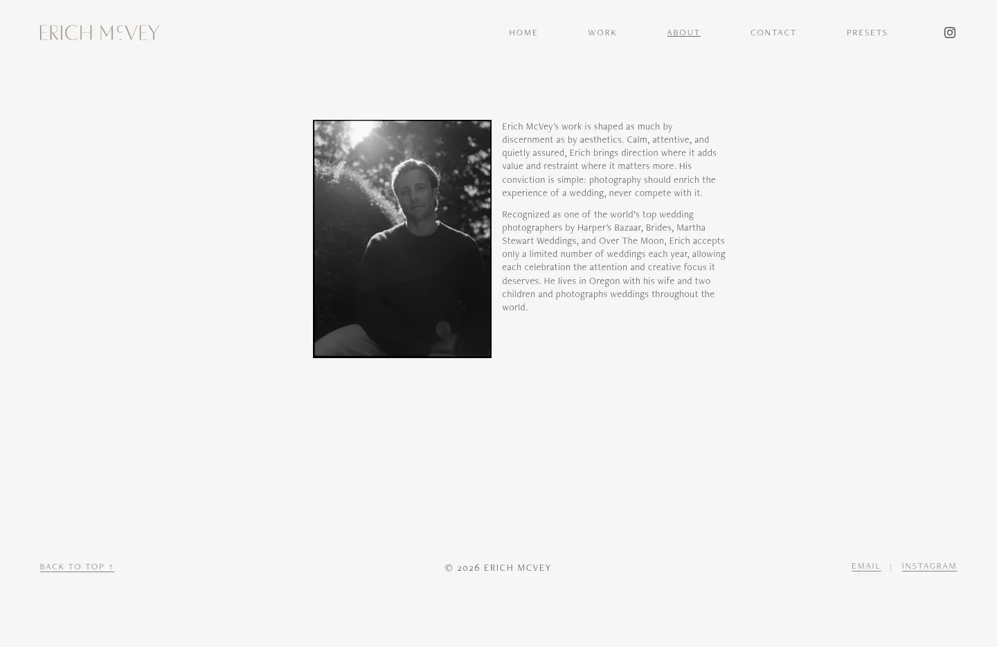 Screenshot of Erich McVey at desktop width