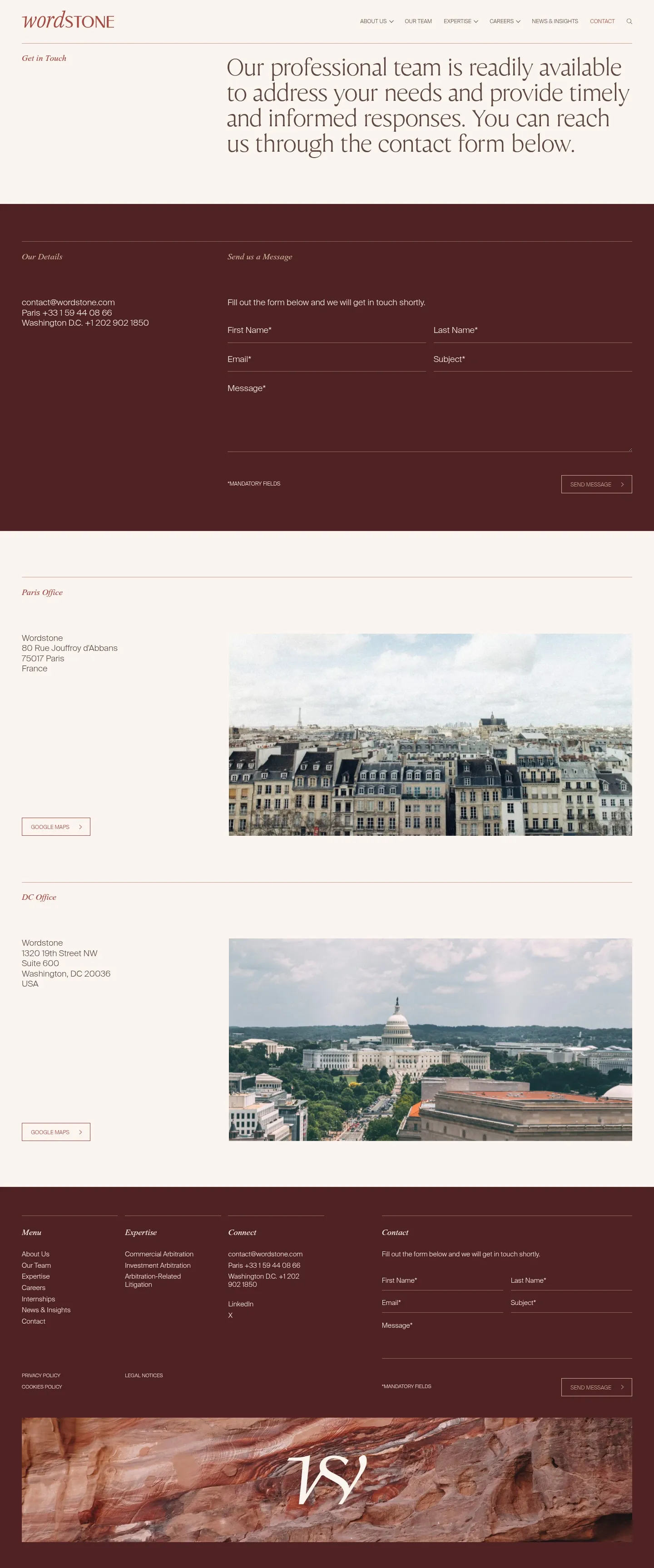 Screenshot of Wordstone Dispute Resolution at desktop width