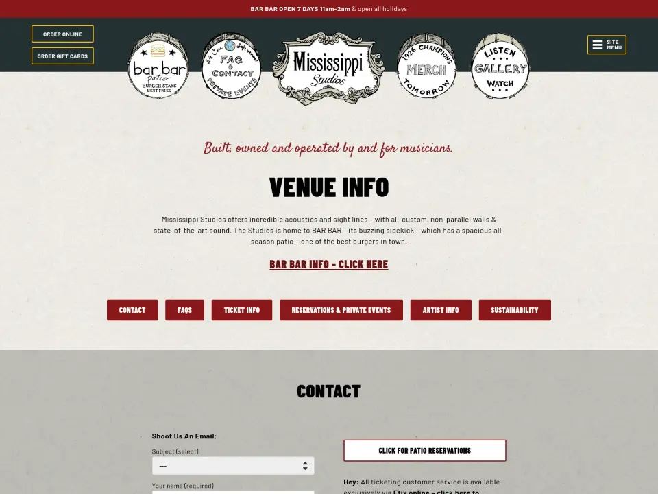 Mississippi Studios — About