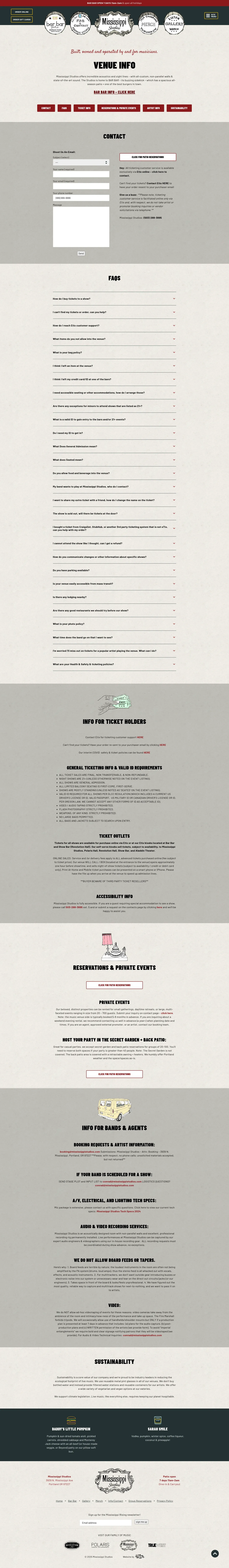 Screenshot of Mississippi Studios at desktop width