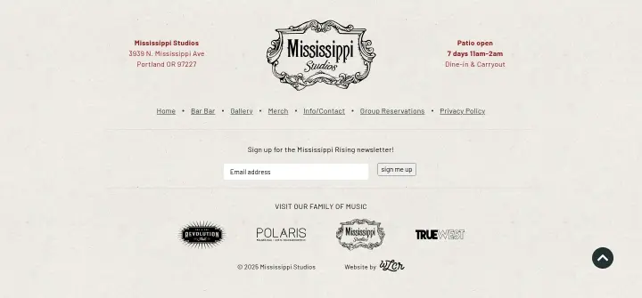 Footer on Mississippi Studios