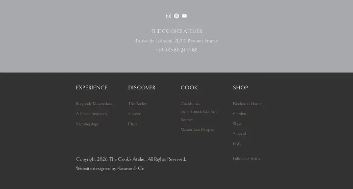 Footer on The Cook's Atelier