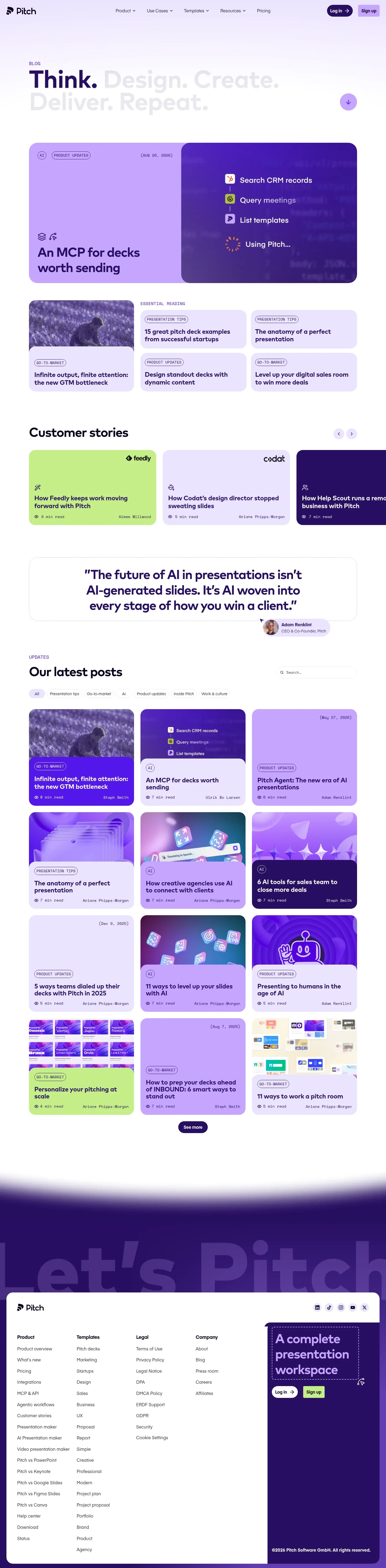 Screenshot of Pitch at desktop width