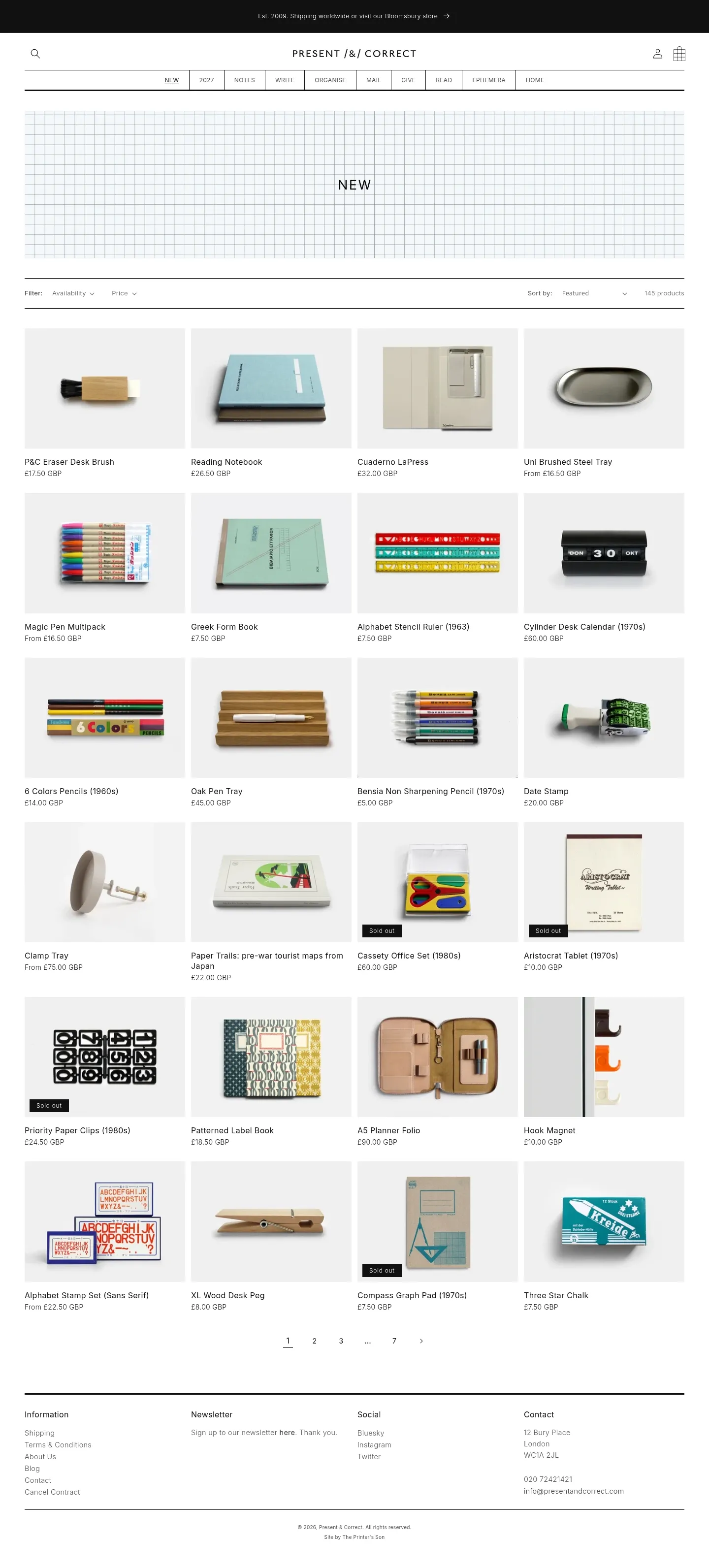 Screenshot of Present & Correct at desktop width