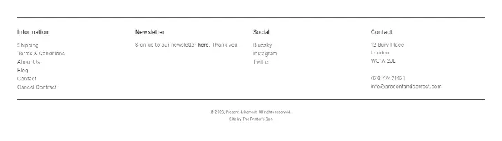 Footer on Present & Correct
