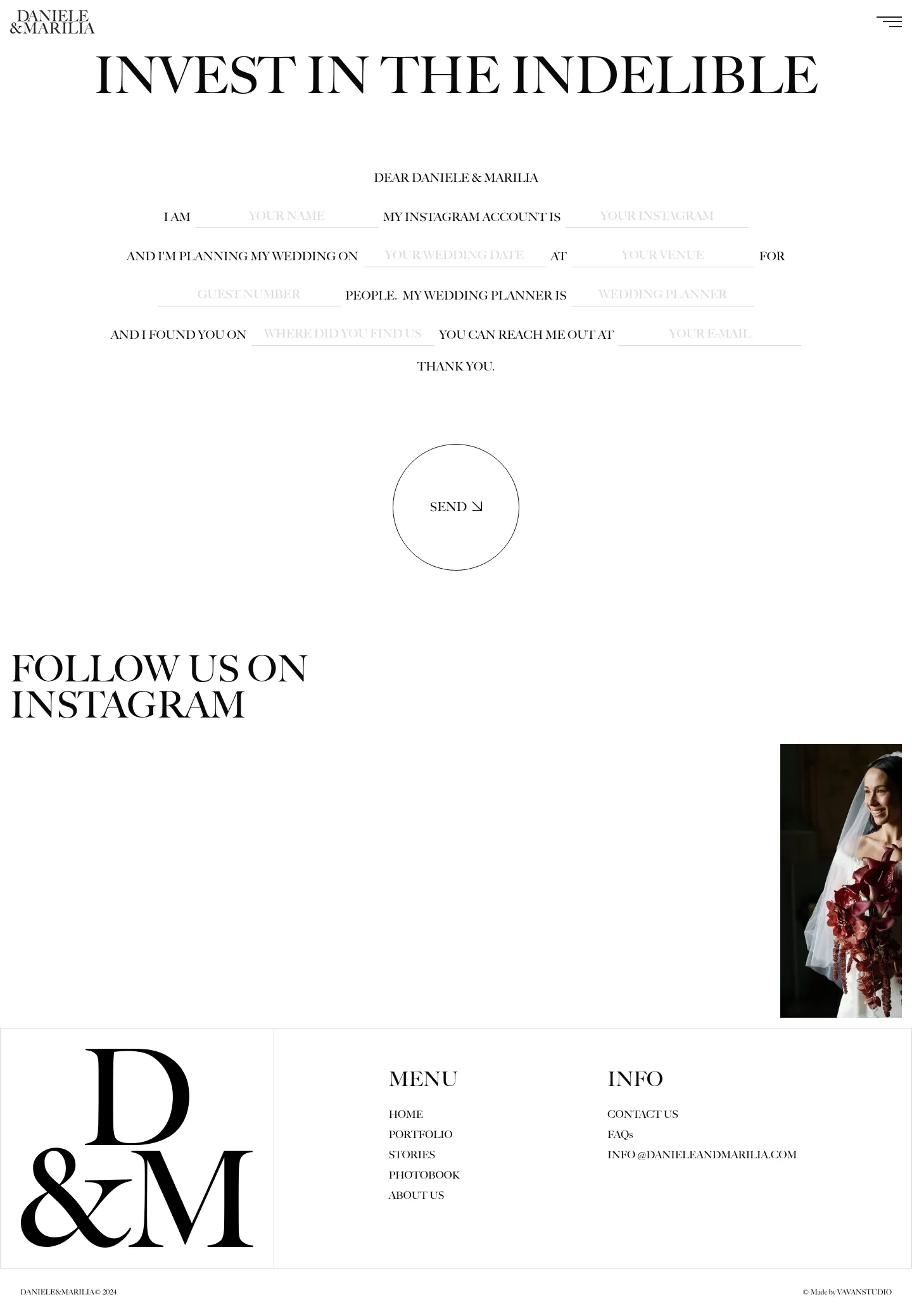 Screenshot of Daniele & Marilia at desktop width