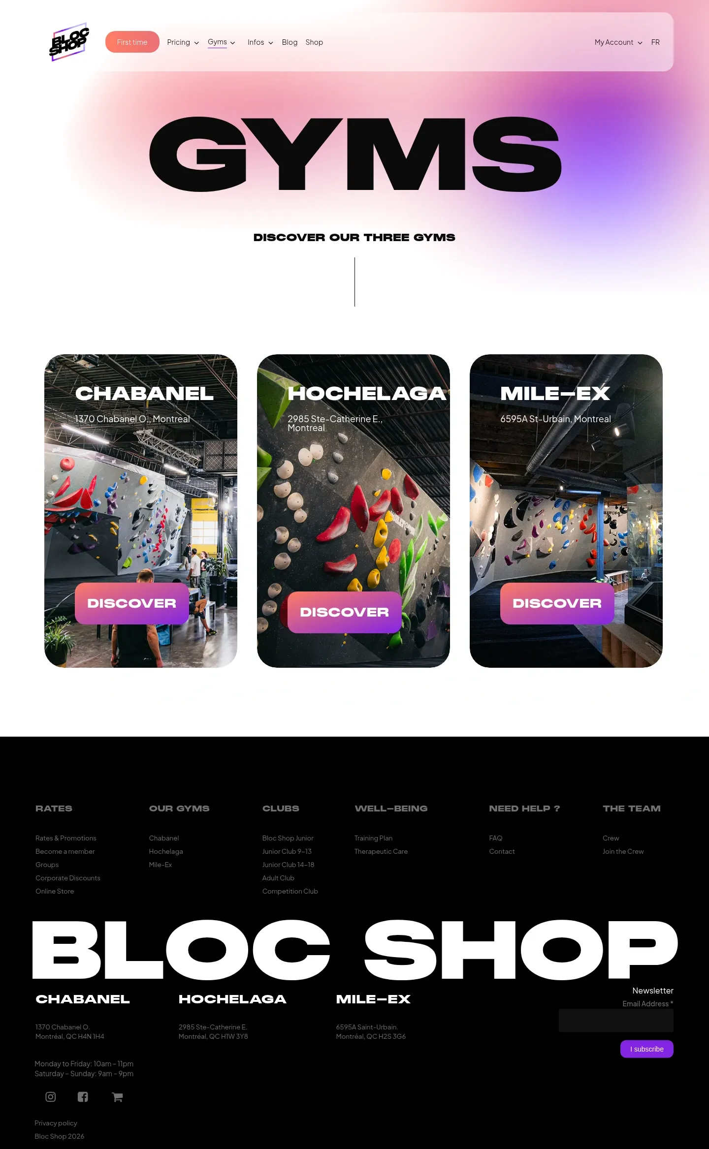 Screenshot of Bloc Shop at desktop width