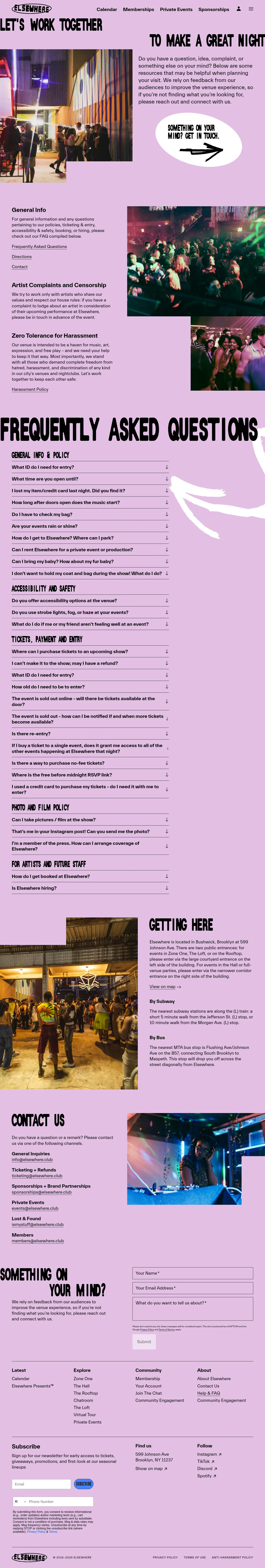 Screenshot of Elsewhere at desktop width