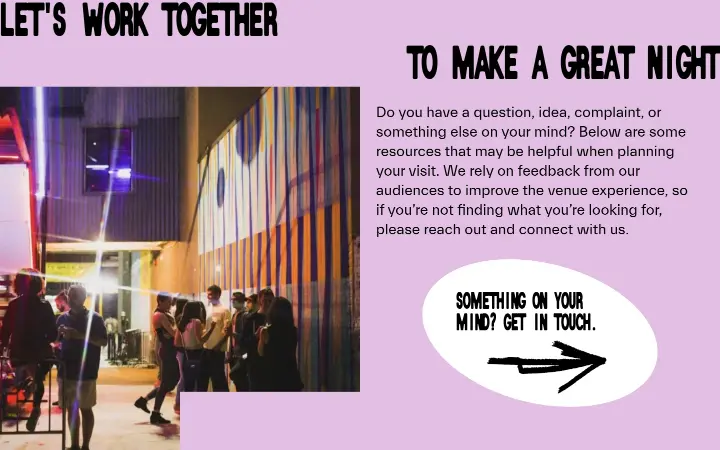 Let's work together to make a great night on Elsewhere
